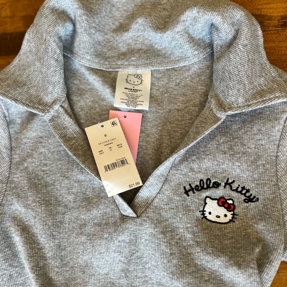 Hello Kitty Gray by Sanrio ribbed Polo Dress with Embroidered Design